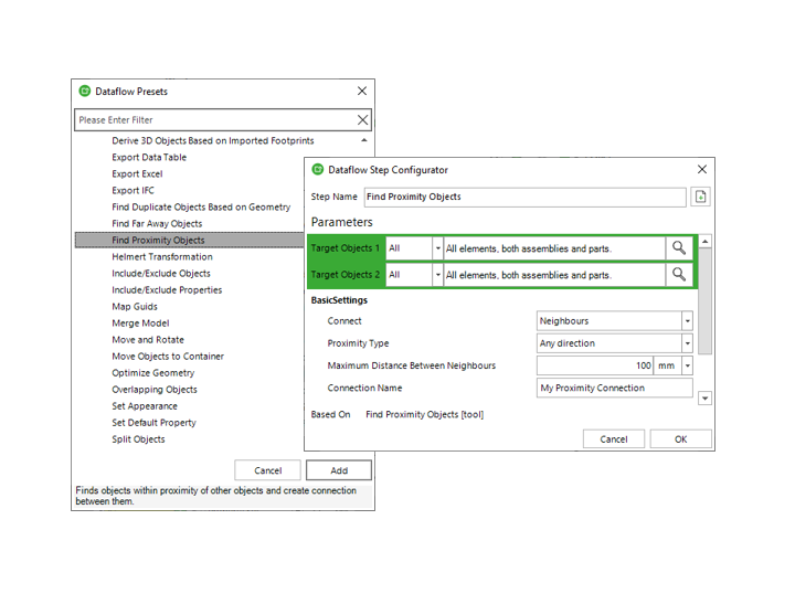 Simplebim Dataflow unterstützt über 100 Datenverarbeitungsaktionen